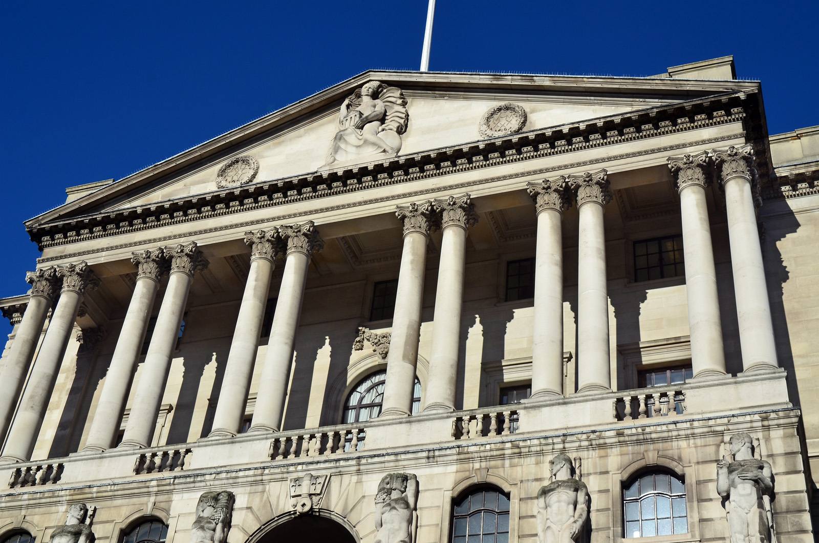 The Bank of England building on Threadneedle Street, London