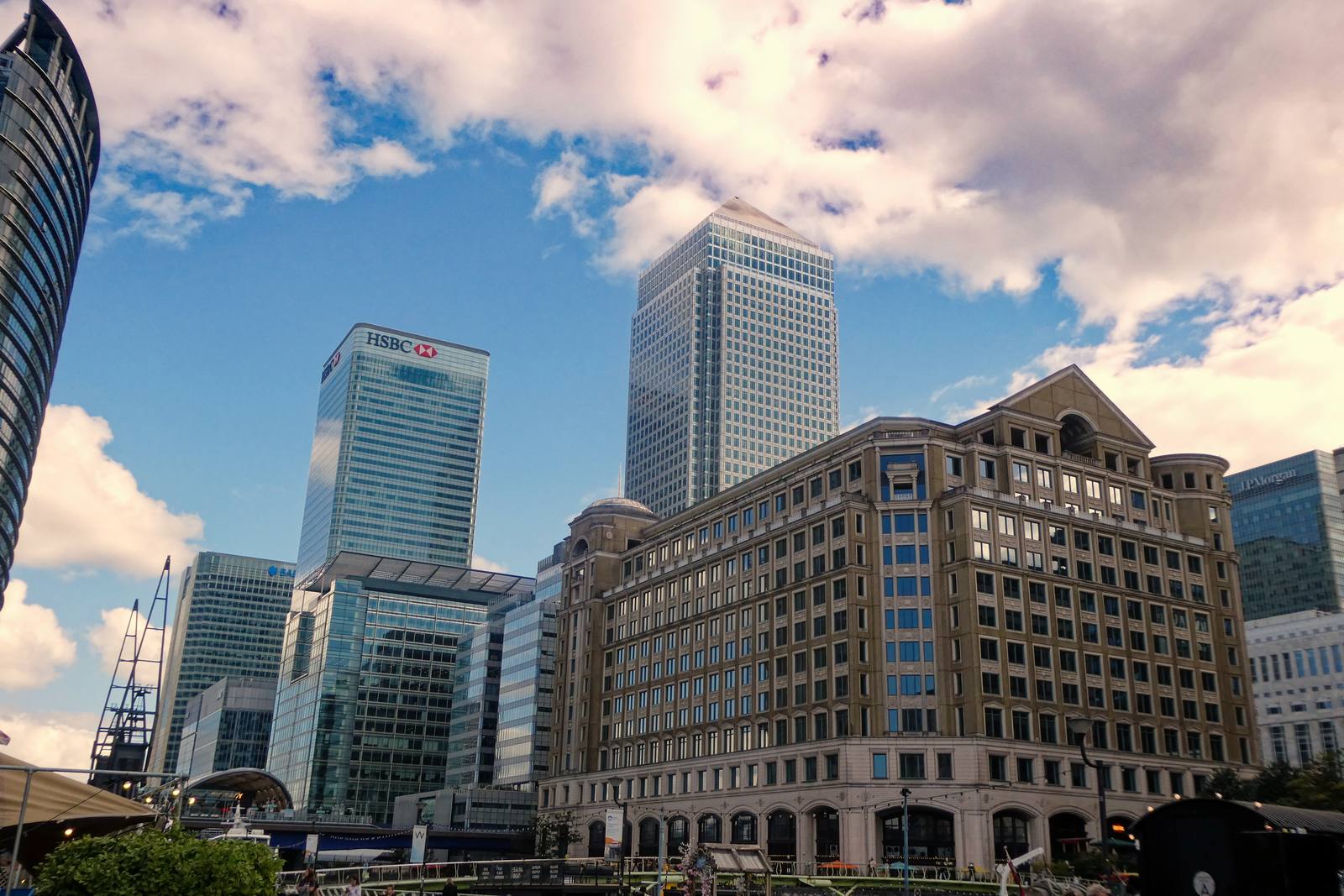 Canary Wharf towers including HSBC and One Canada Square
