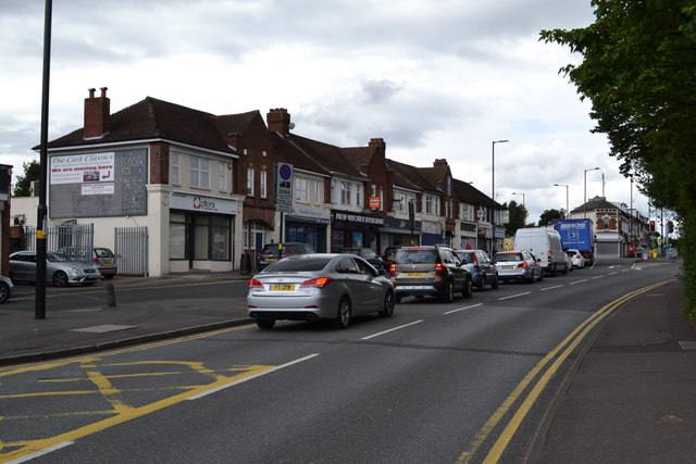 Shops and flats on Chester Road near Beggar's Bush, Sutton Coldfield