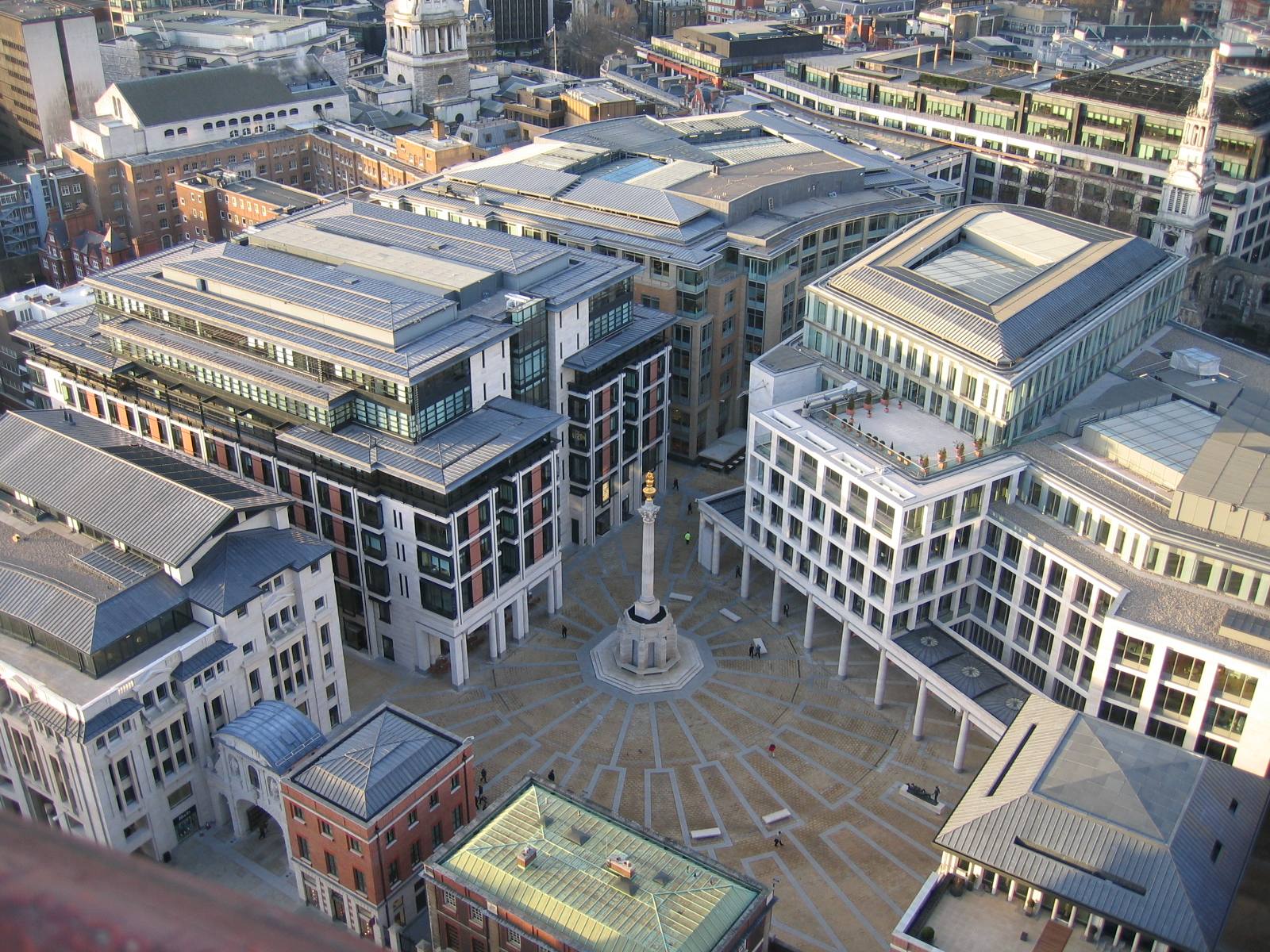 Paternoster Square and the surrounding City of London office buildings seen from above