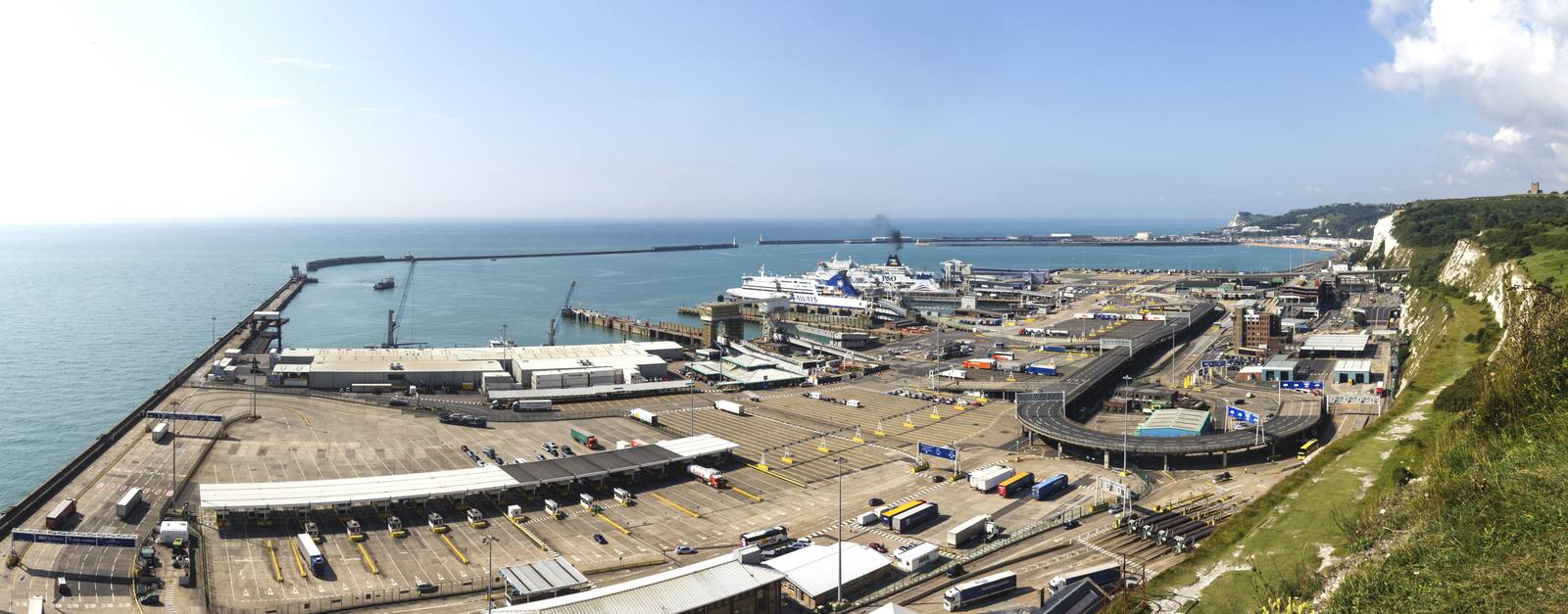 The Port of Dover viewed from the White Cliffs