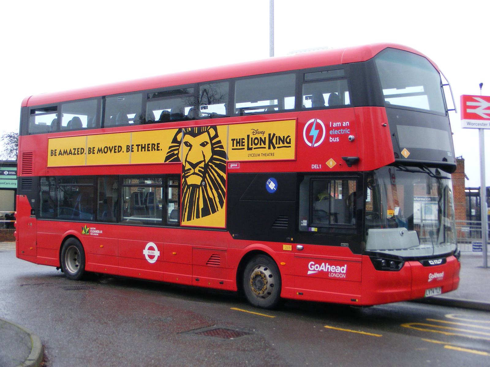 A red Go-Ahead London double-decker bus