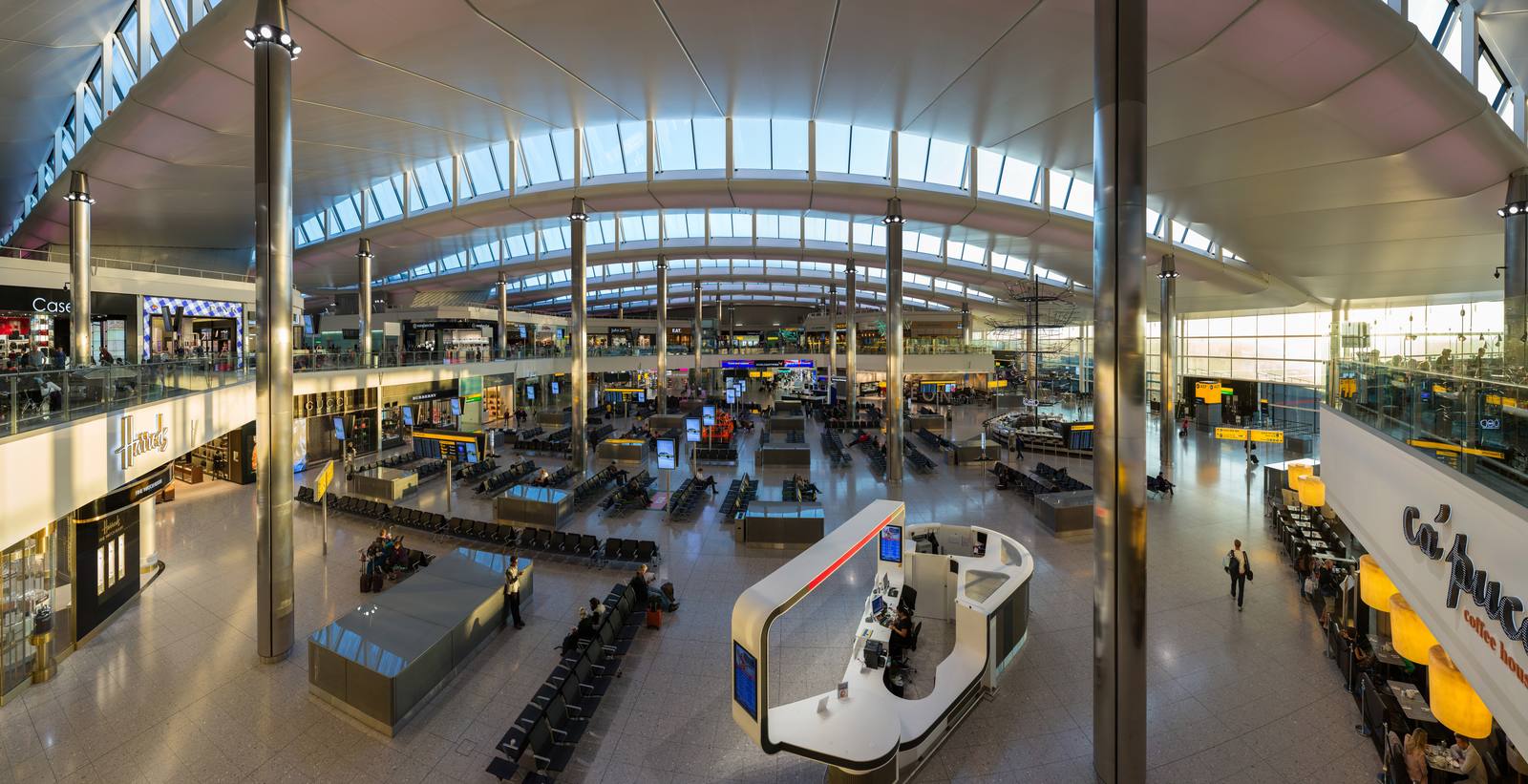 The departures hall at Heathrow Airport Terminal 2
