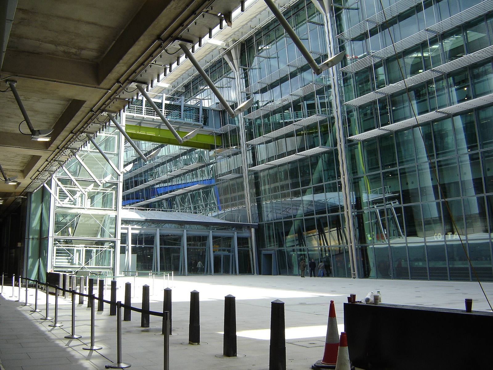 The glass frontage and entrance plaza of Heathrow Terminal 5