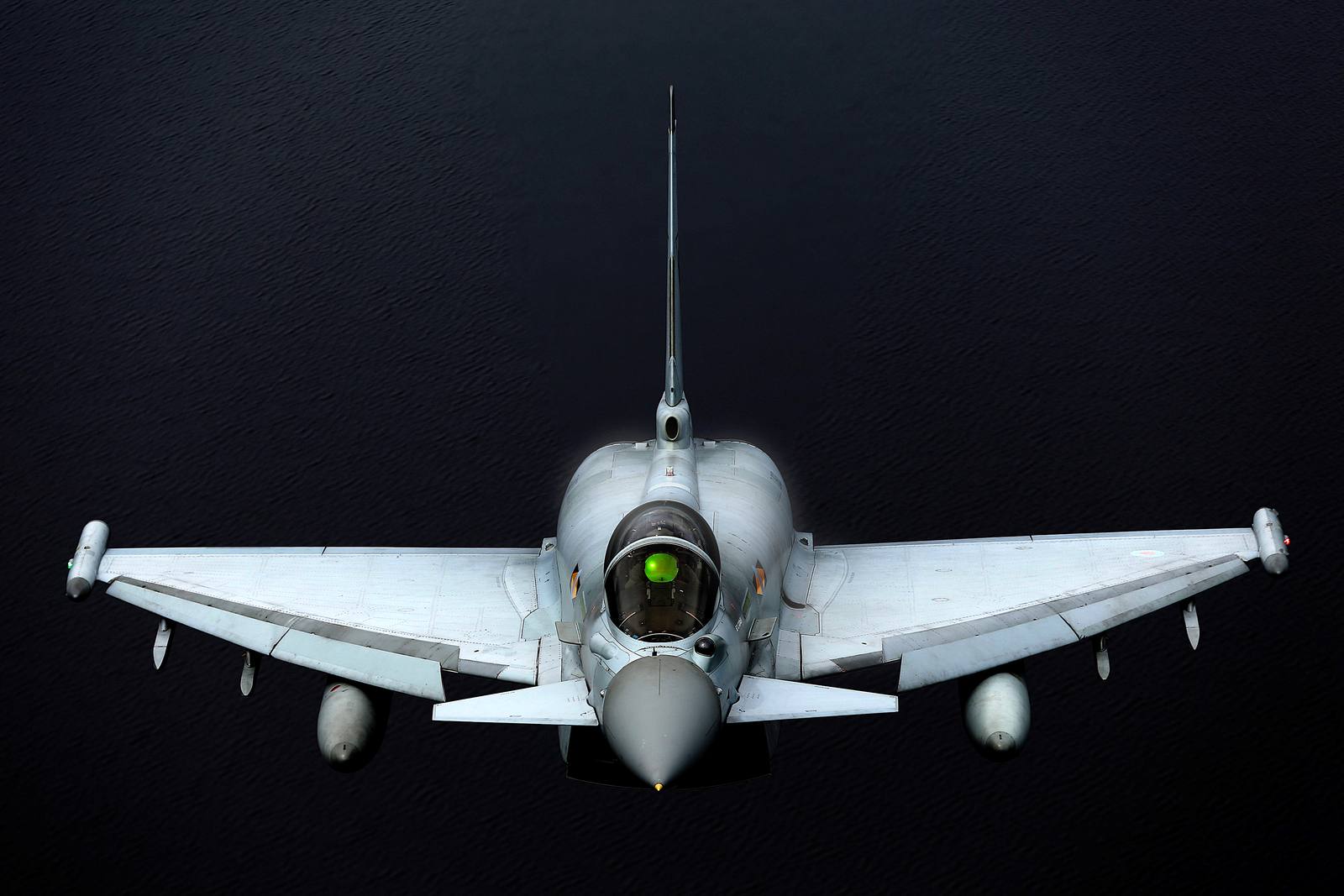 An RAF Typhoon fighter jet in flight