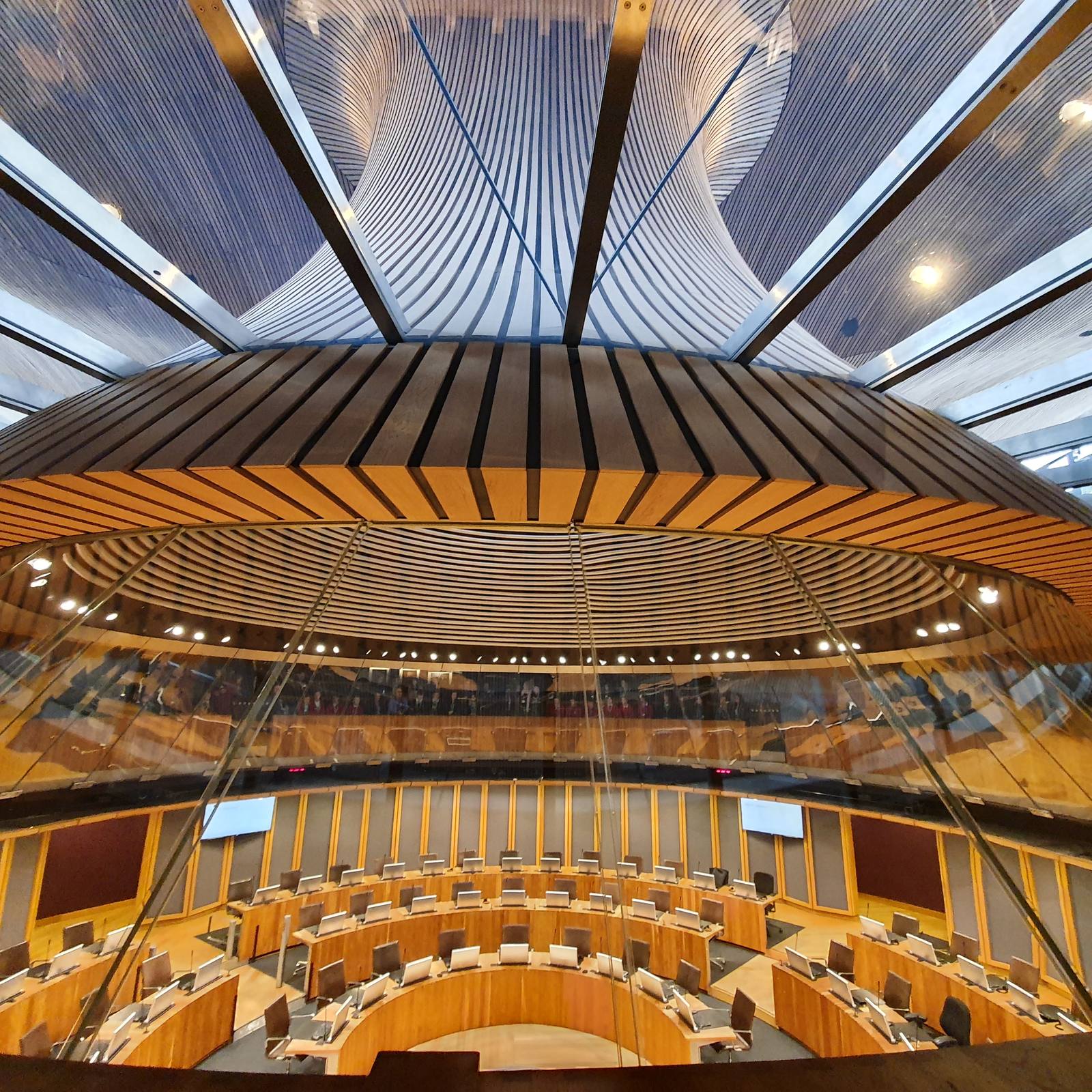 The Senedd chamber seen from above