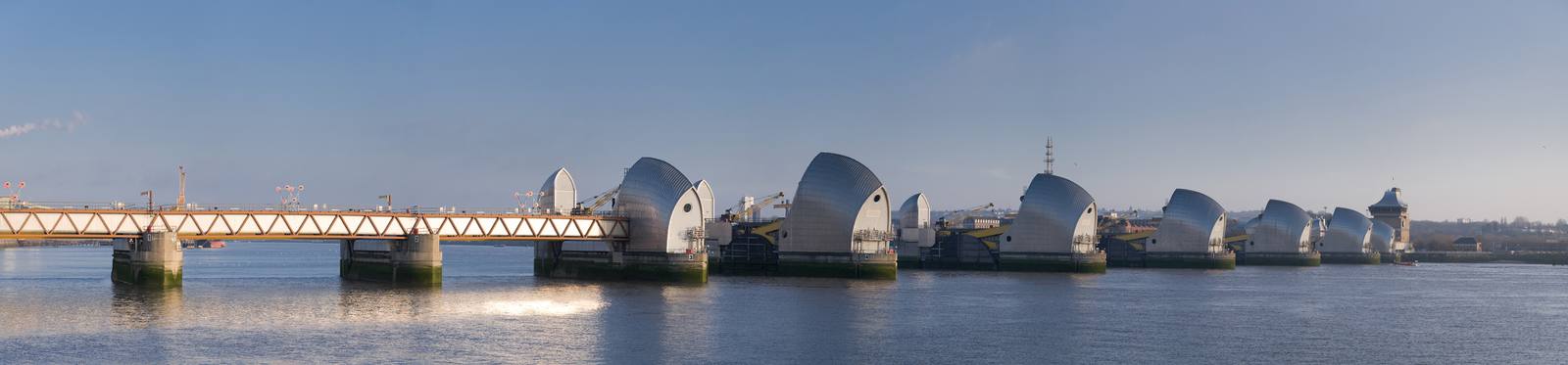 The Thames Barrier spanning the River Thames