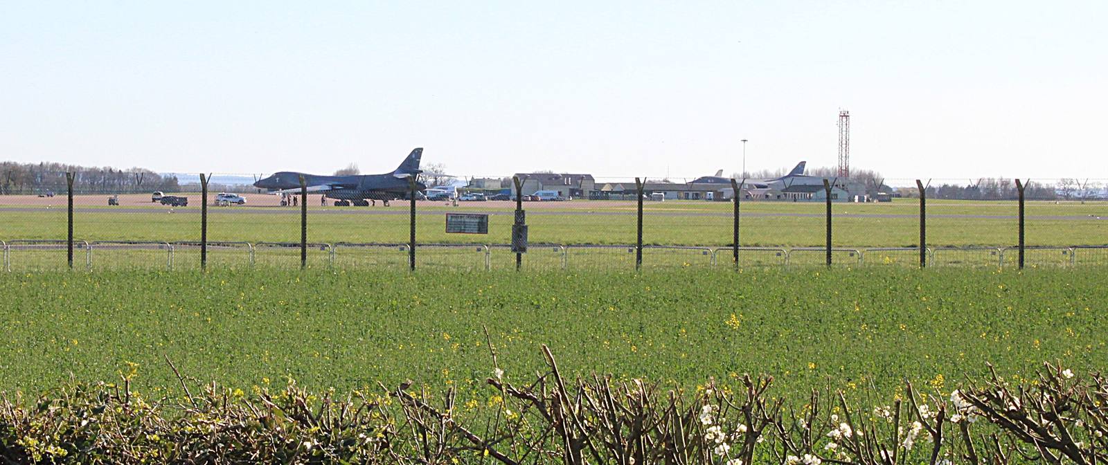 RAF Fairford with US B-1 bombers on the tarmac